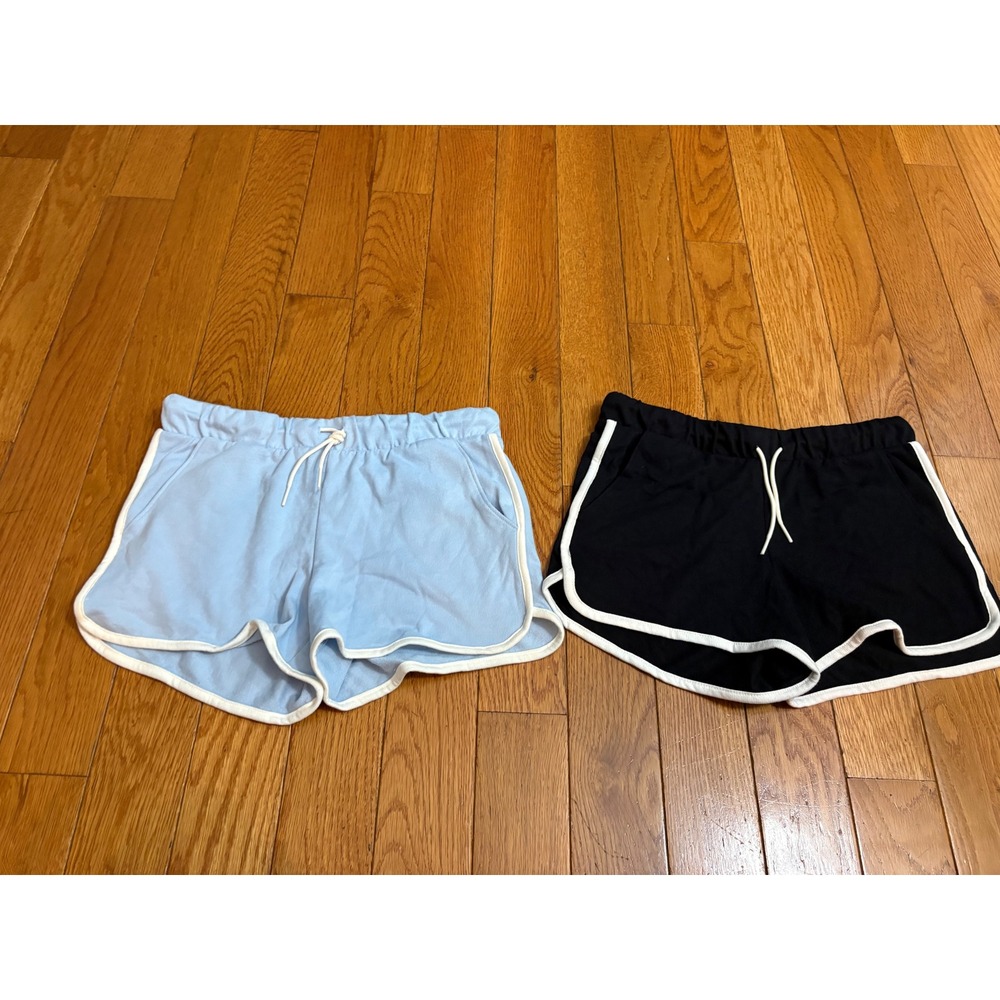 NWOT Old Navy Girls XL 14-16 Dolphin Shorts 2 Pack Blue Black Piping Drawstring